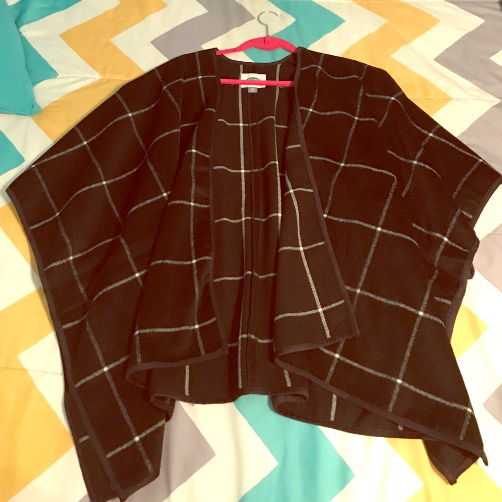 Black plaid poncho