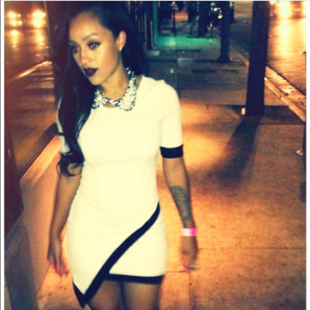 White w/black trim dress