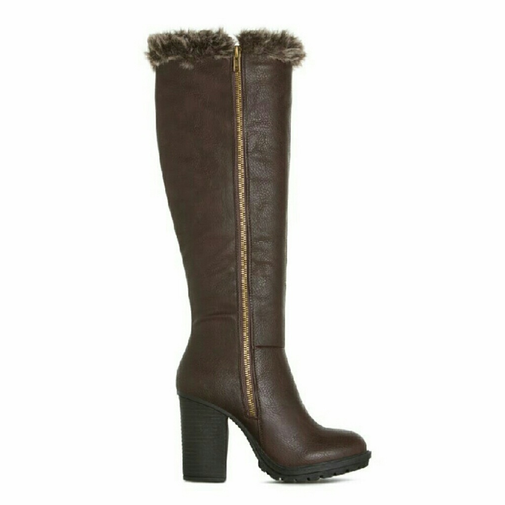Nicol heeled fur trim knee boots - Picture 2 of 4
