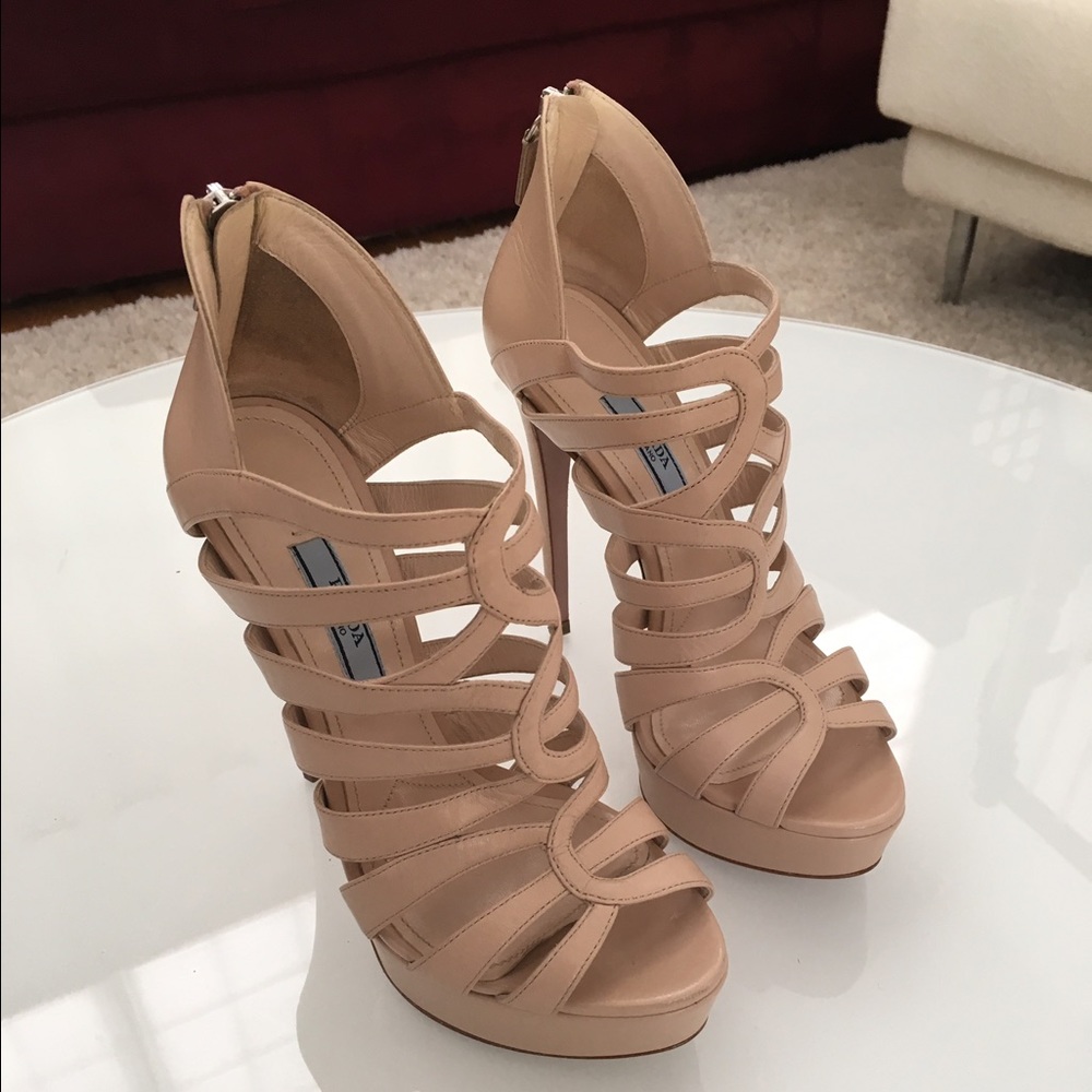 NWT Prada Cage Platform Nude Sandals Sz. 6