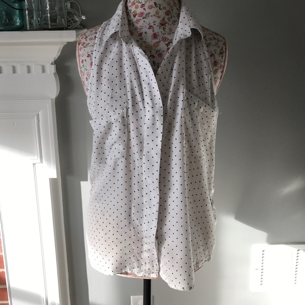 Anthropologie button up polka dot shirt