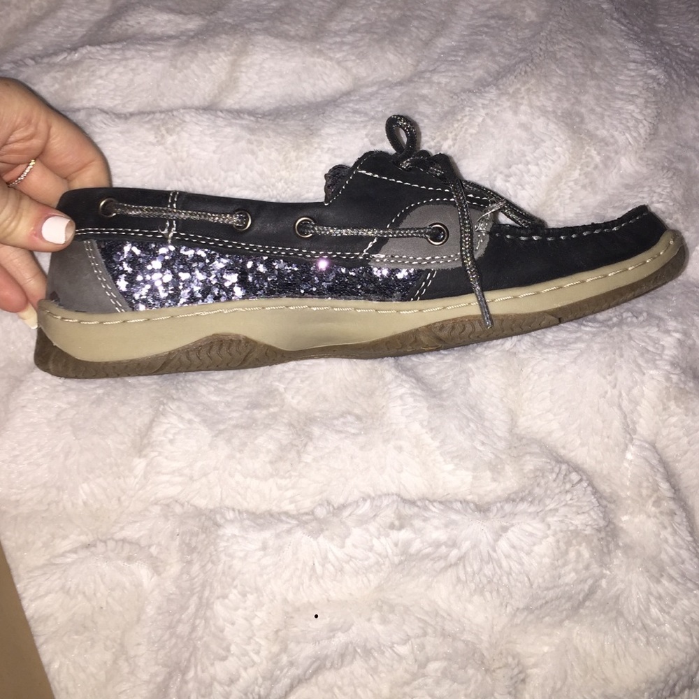 Black sparkle highland creek boat shoes