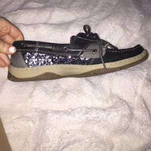 Black sparkle highland creek boat shoes