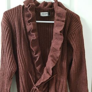 Ruffle tie cardigan