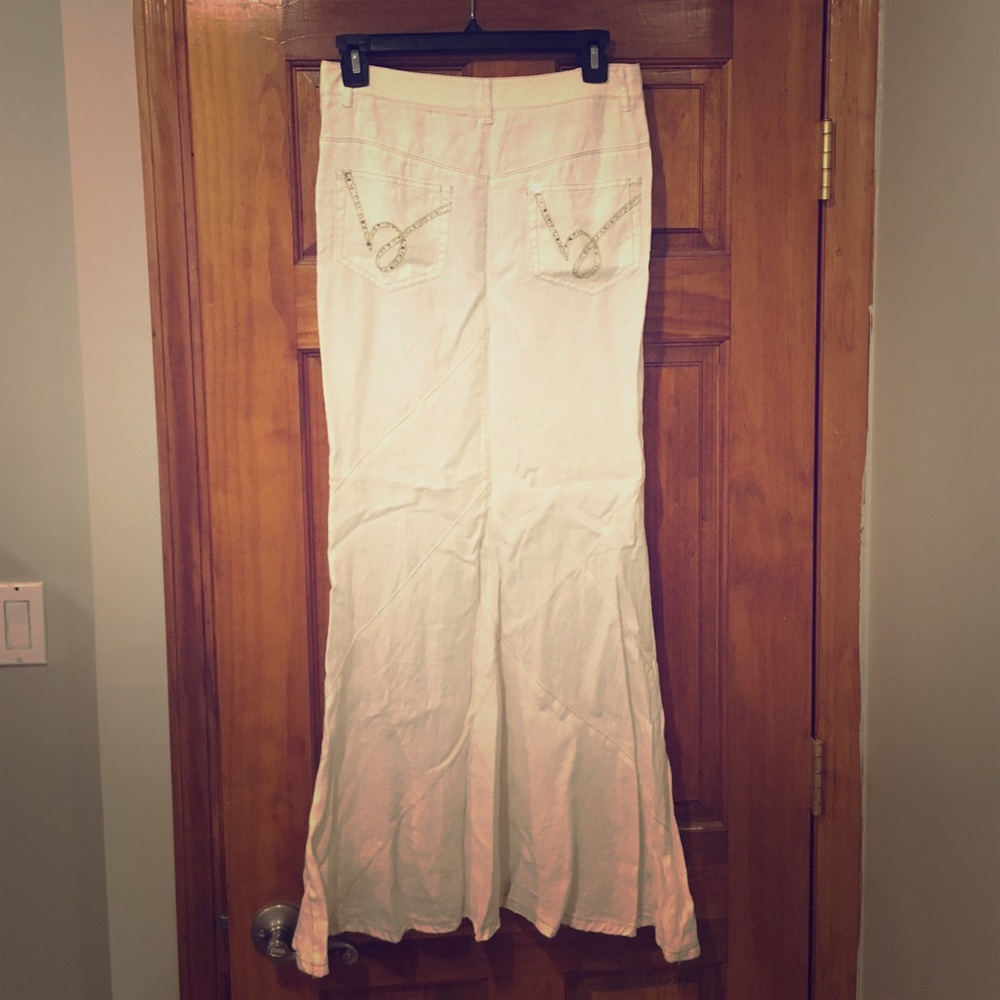 Bebe white mermaid linen skirt