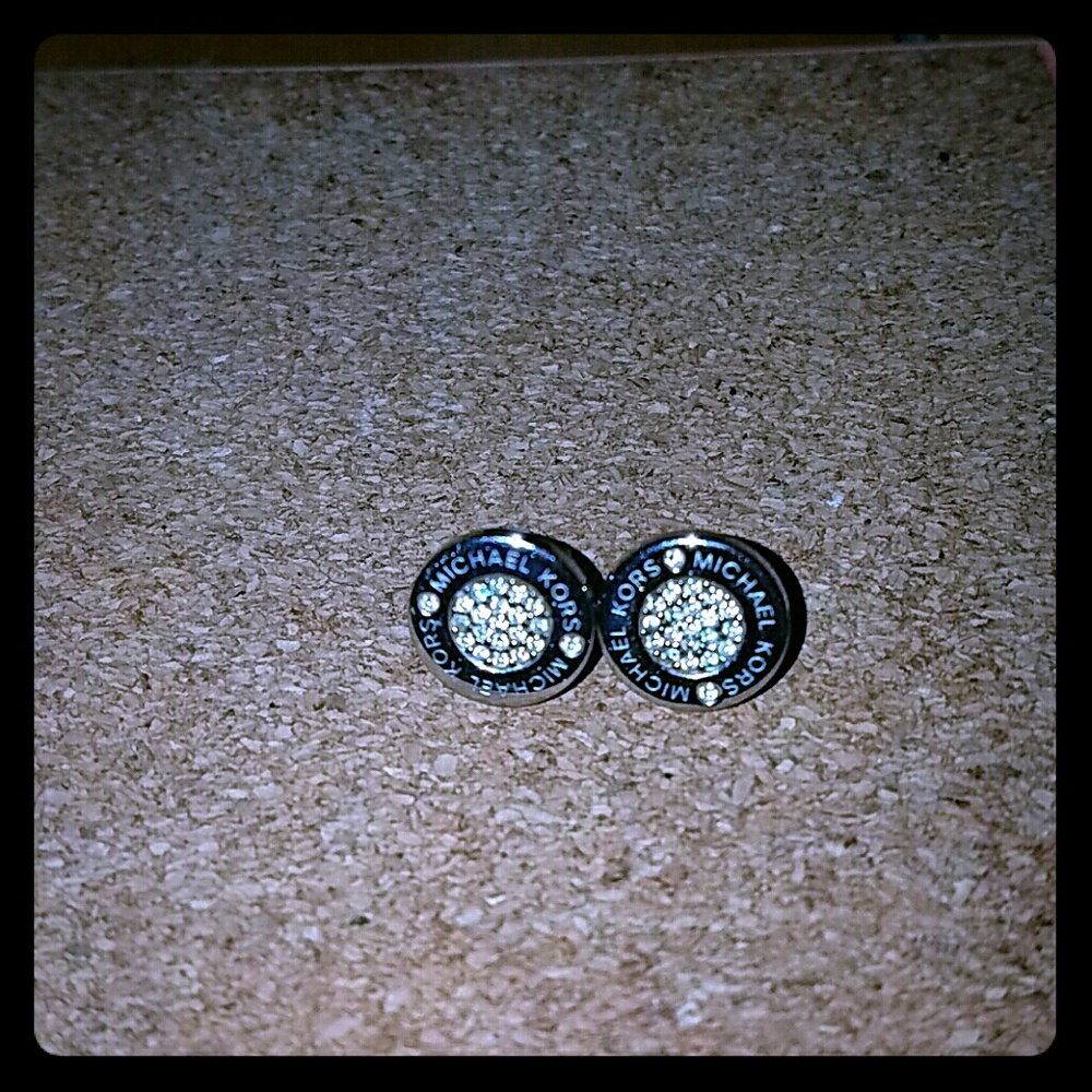 SOLD!!Michael Kors Crystal Pave Logo Stud Earrings