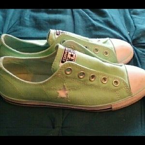 Converse all star light green slip on shoes