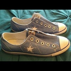Blue converse all star slip on shoes