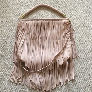 Light Pink Fringe Leather Purse