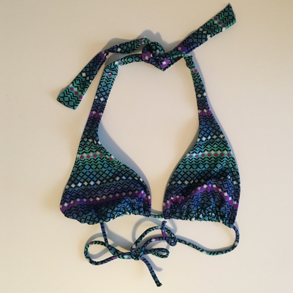 Black Poppy String Bikini Triangle Top
