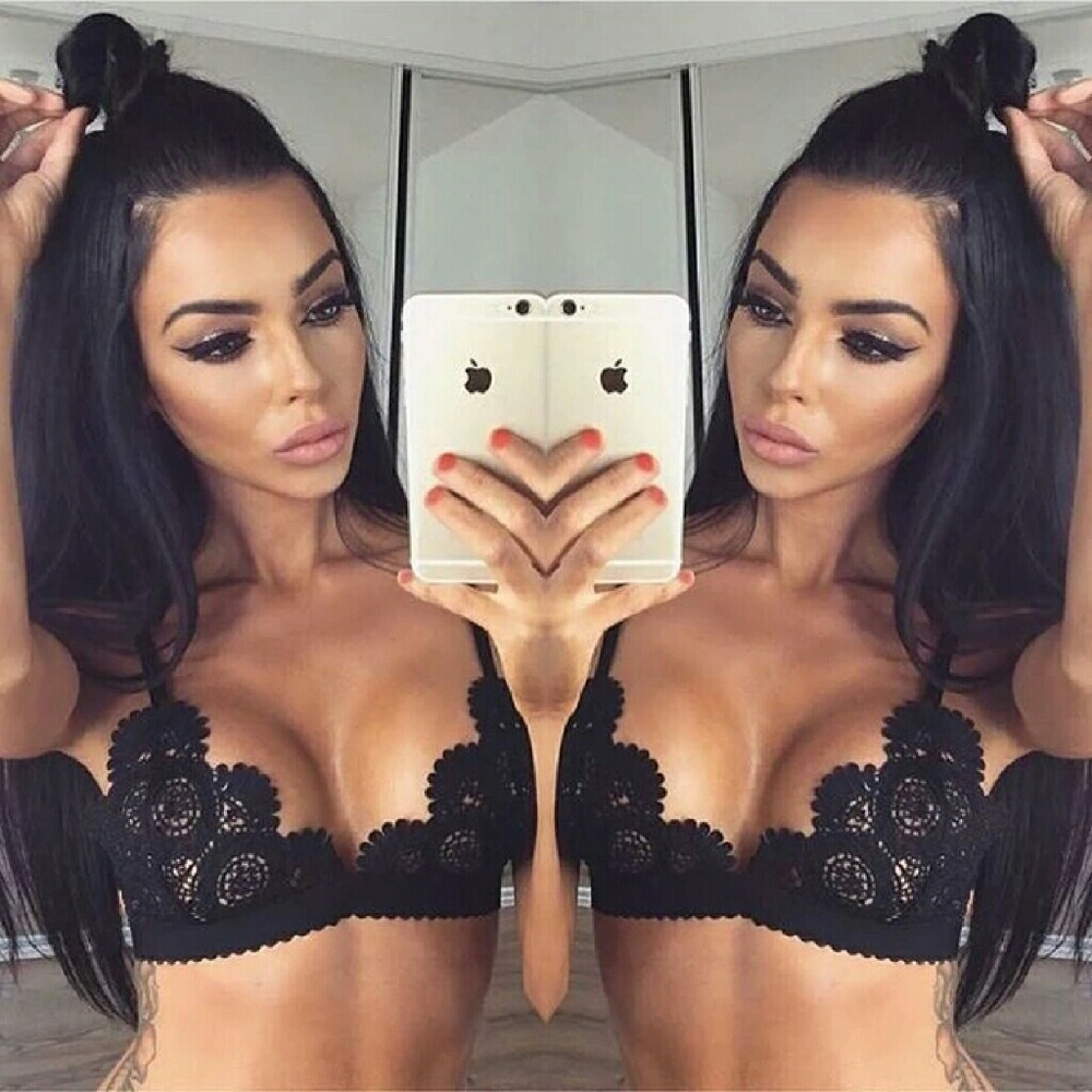 New Black Lace Floral Cutout Bralette! Medium