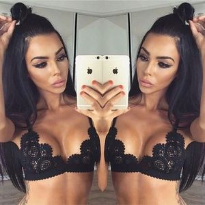 New Black Lace Floral Cutout Bralette! Medium