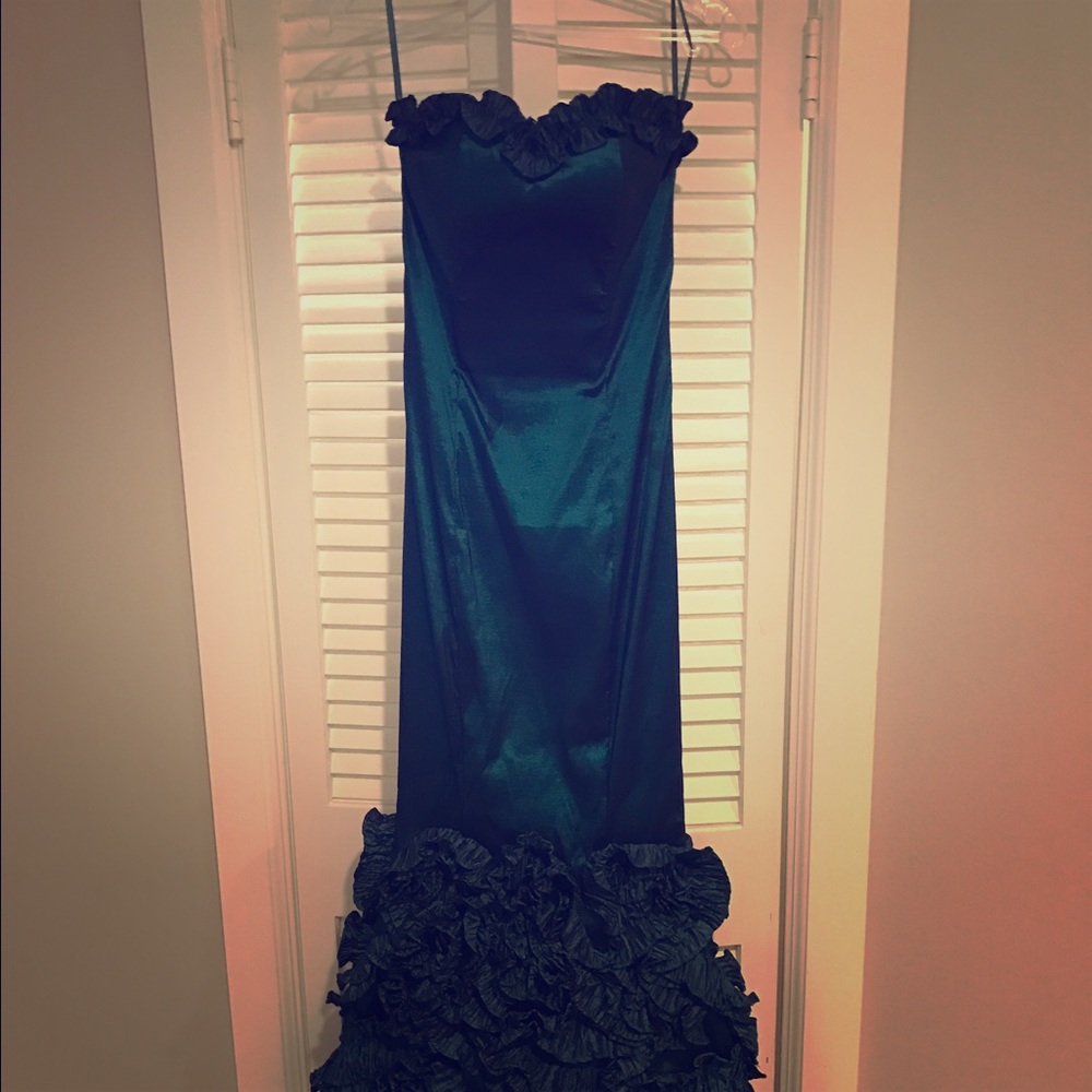 Dark Teal Mardi Ball gown.
