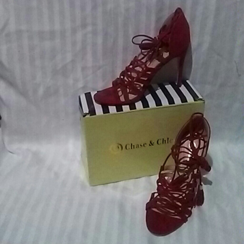 Fringe  Stiletto Lace Up Gladiator Heels - Picture 2 of 4