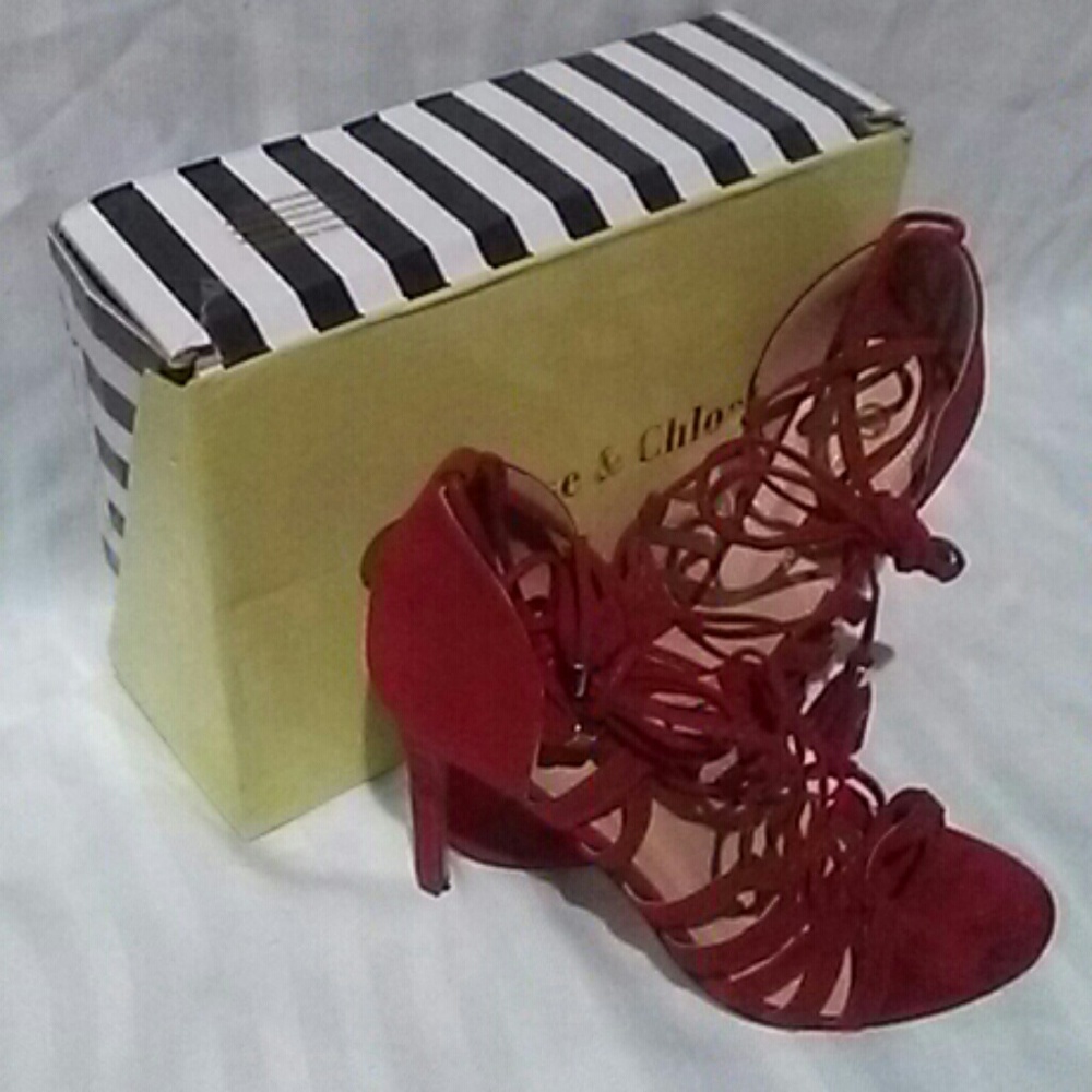 Fringe  Stiletto Lace Up Gladiator Heels - Picture 3 of 4