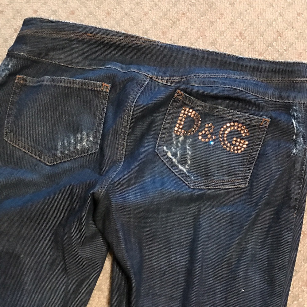 D&G Dolce Gabbana distressed bling Capri jeans 28