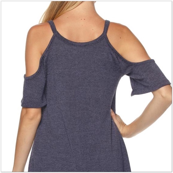 Navy Cold Shoulder Tunic / Dress - Picture 2 of 4