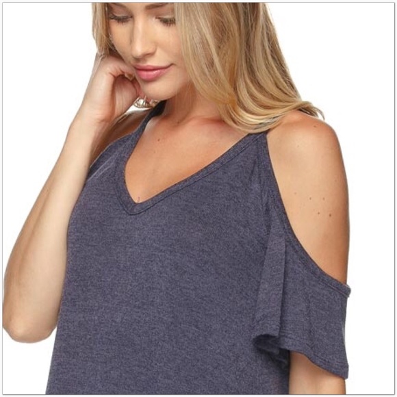 Navy Cold Shoulder Tunic / Dress - Picture 3 of 4