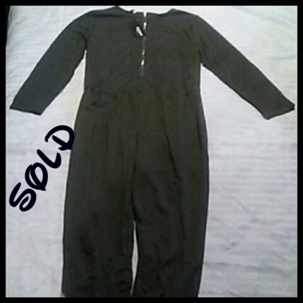 SOLD - Long Sleeve Drawstring Knee Hole Jumpsuit