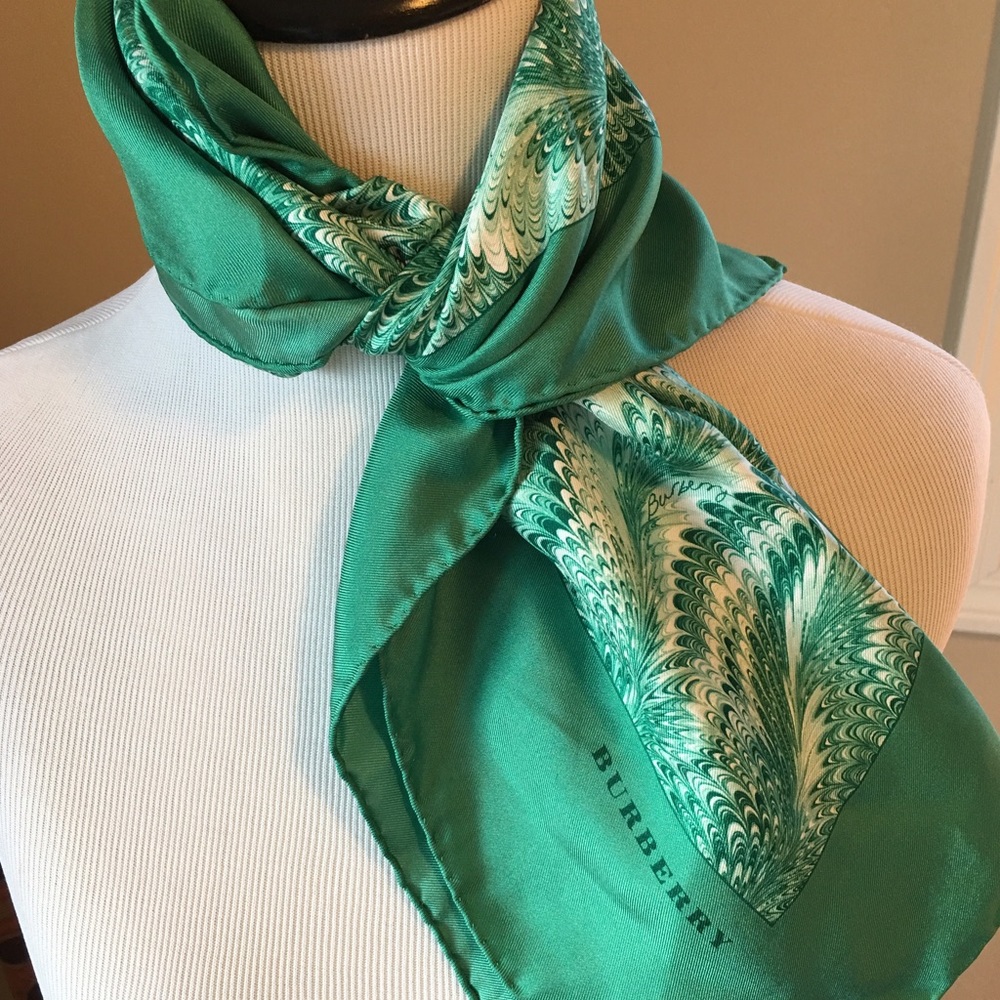 Authentic hand stitched Burberry silk scarf