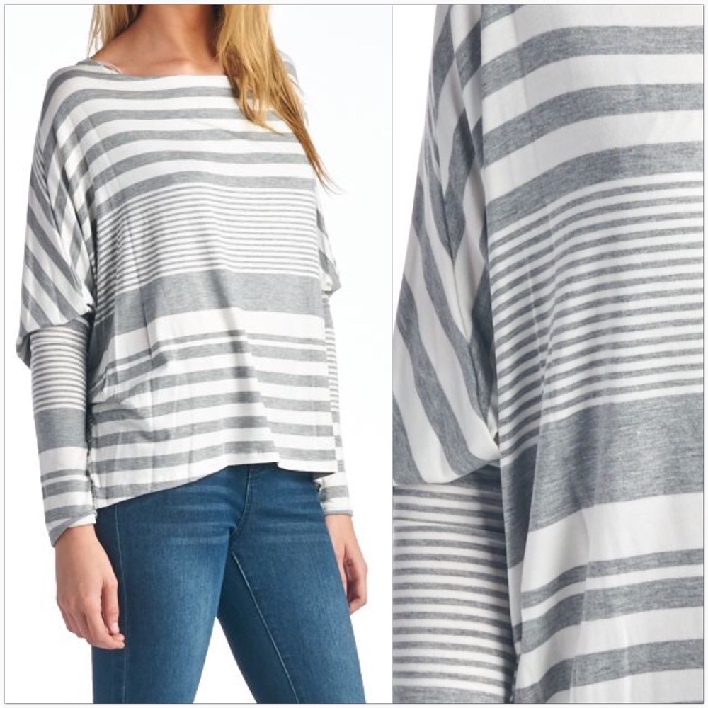 Striped Dolman Sleeve Top - Picture 1 of 7