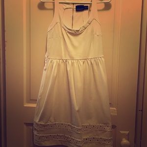 Cream Cynthia Rowley scoop neck dress gold zipper