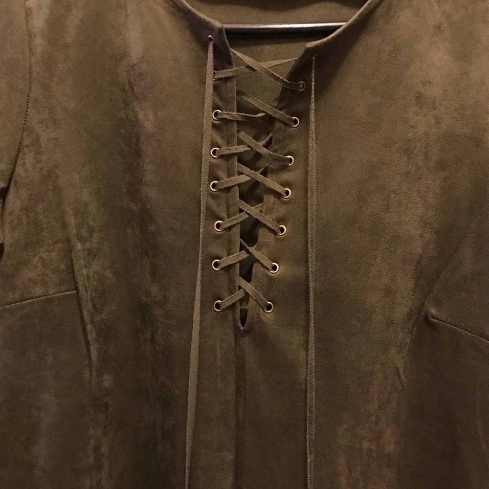 Olive green Suede Daniel rainn dress New w/o tag! - Picture 3 of 4