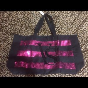 Zippered sparkle Victoria secret tote duffle bag