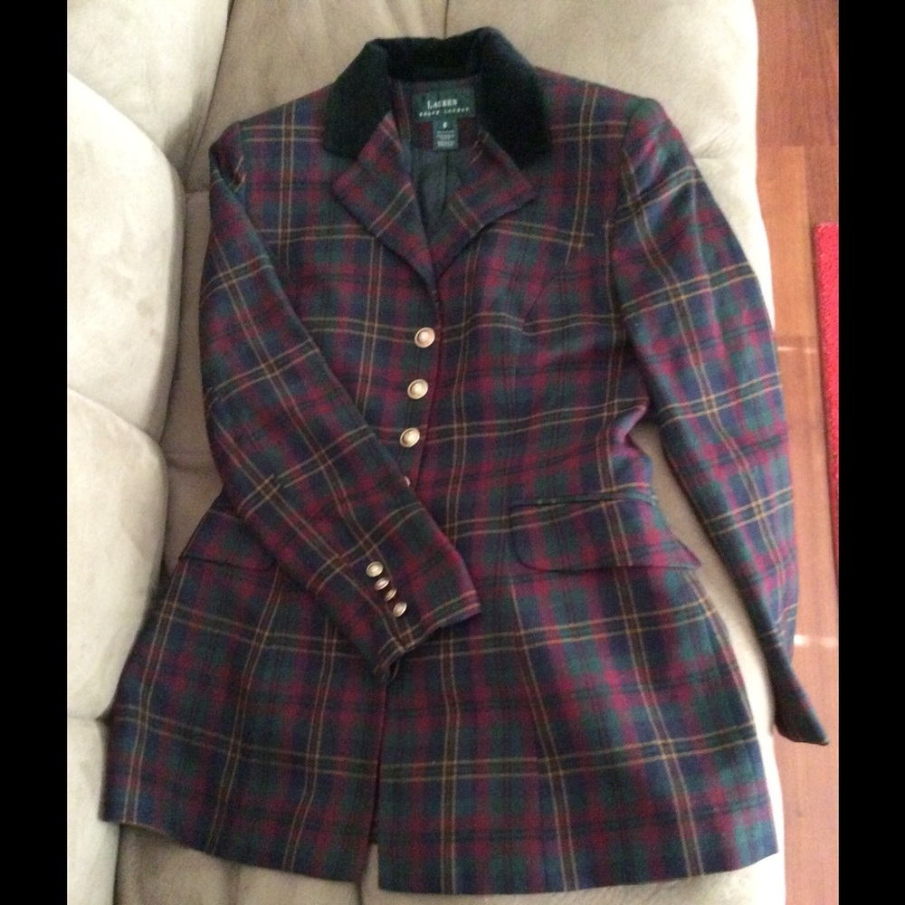 RALPH LAUEN Custom Fit Tartan Print Blazer