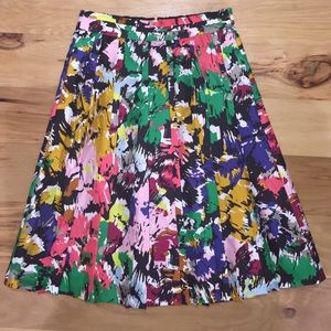 J. Crew Silk Colorful Pleated Skirt