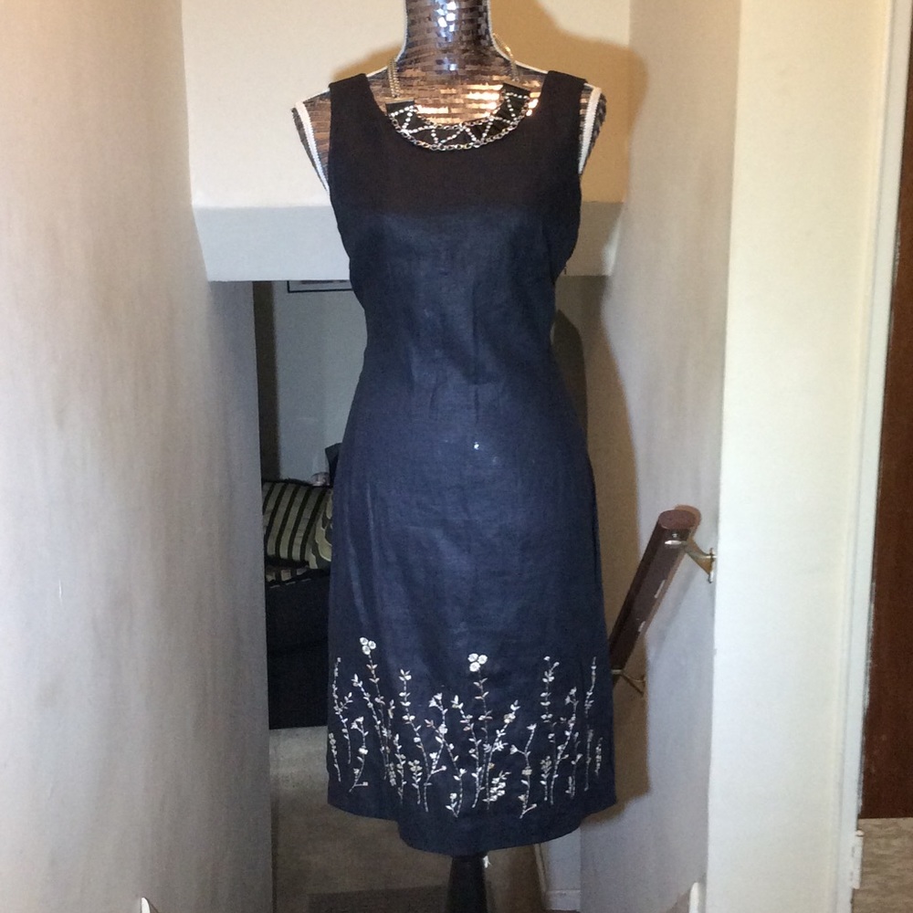 Woman's black linen dress