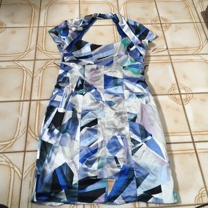 Geometric print keyhole back dress