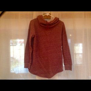 Cowl neck tunic sweatshirt.