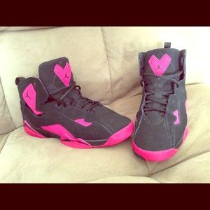 Air Jordan Black/Pink True Flight Athletic Shoe