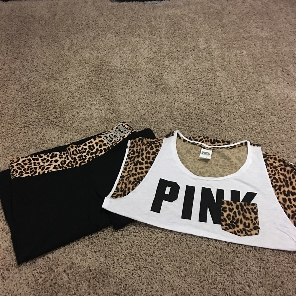 Victoria secret pink set Sz L/m leopard