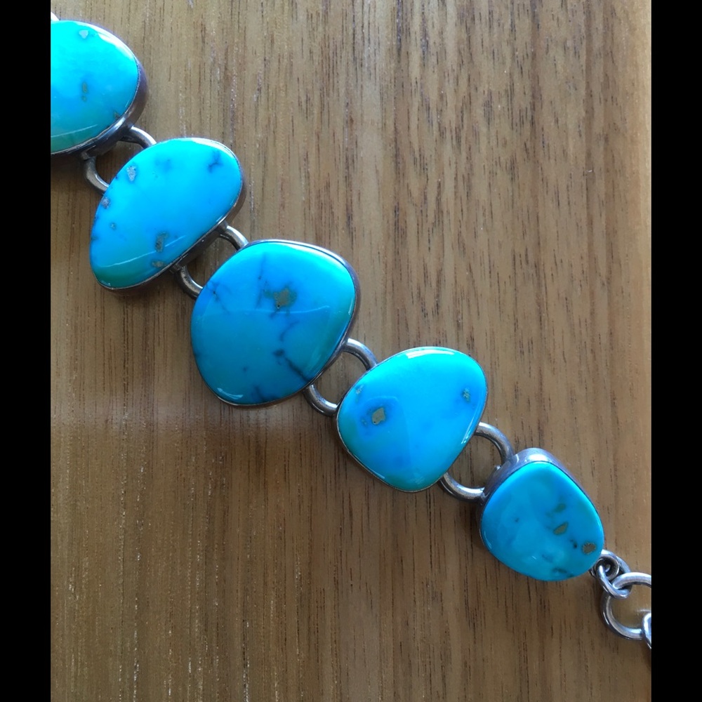 "Bluebird" Turquoise Sterling Silver Link Bracelet