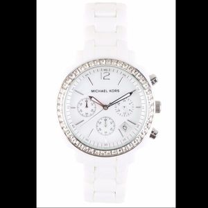 Michael Kors White Link Watch with Crystals