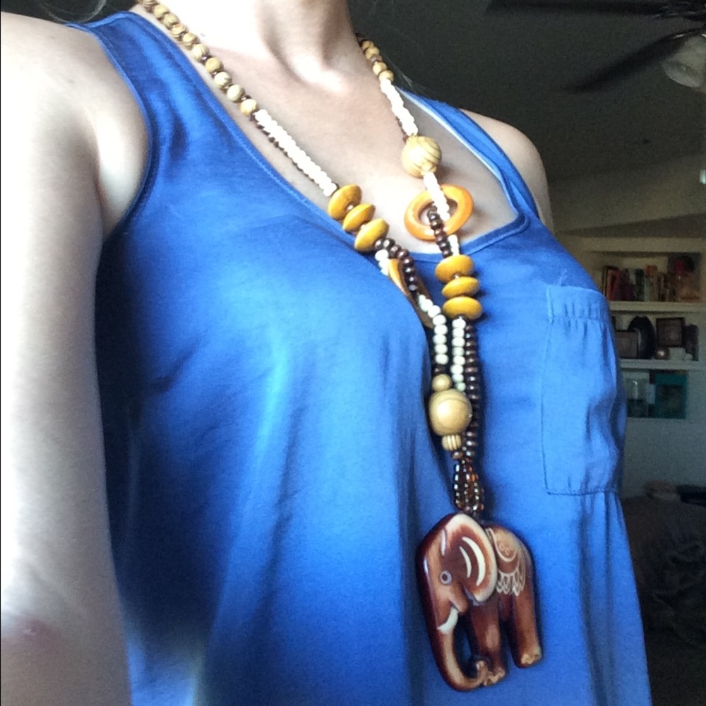 Pullover Beaded Elephant Necklace