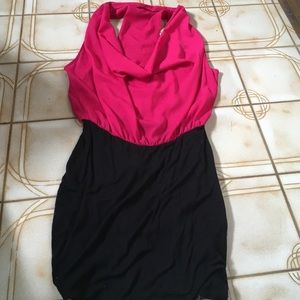 Pink and black mini dress