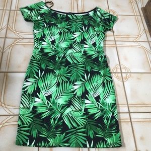 Palm leaf print mini dress