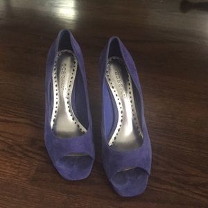 Blue/Purple BCBGirls suede peep toe heels