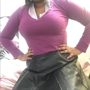 Long sleeve purple collar top