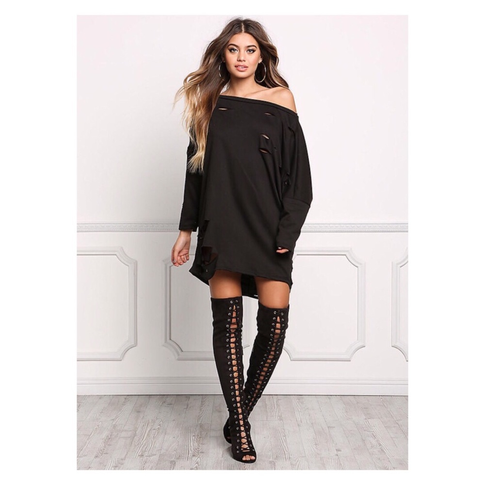 Distressed Tunic Sweater Dress