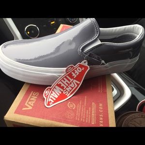 NEW VANS CLASSIC SLIP ON SHOES- GREY PATENT