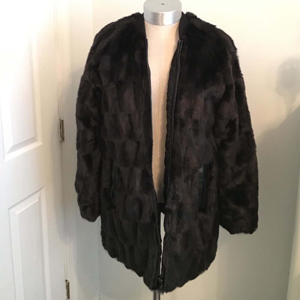Faux fur black coat jacket