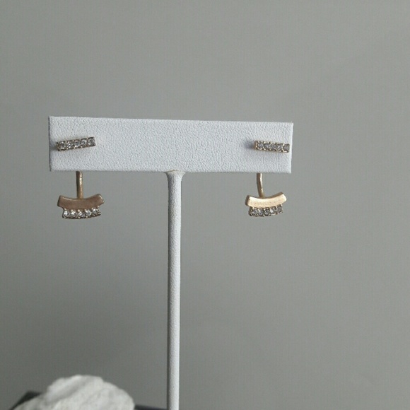 Deco Gold Post Rhineston Earrings - Picture 4 of 7