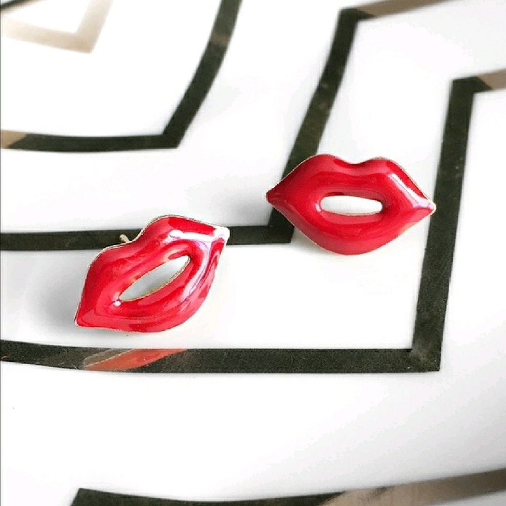 👄Red kiss love lips earrings👄
