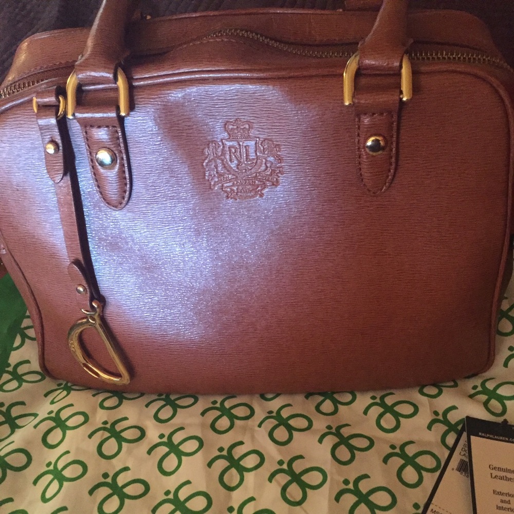 Ralph Lauren leather satchel/bowler purse EUC