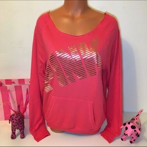PINK Victoria's Secret Tops - NEW PINK VS SLOUCHY LOGO SWEATSHIRT PINK Victoria's Secret Tops - NEW PINK VS SLOUCHY LOGO SWEATSHIRT