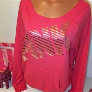 PINK Victoria's Secret Tops - NEW PINK VS SLOUCHY LOGO SWEATSHIRT PINK Victoria's Secret Tops - NEW PINK VS SLOUCHY LOGO SWEATSHIRT